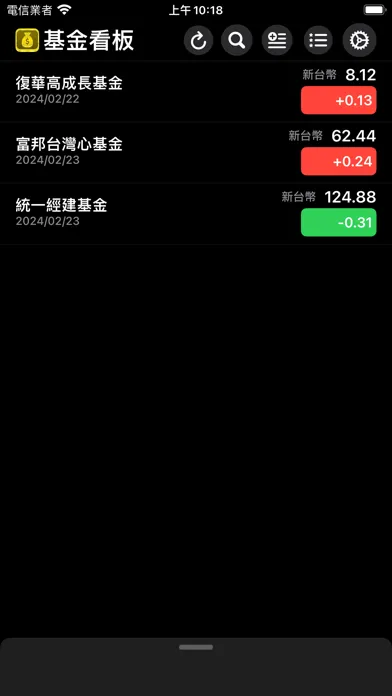 Capturas de tela do MyFunds Dashboard