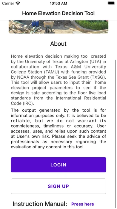 Home Elevation Decision Tool Screenshots