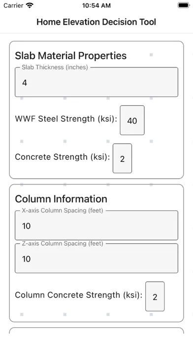 Home Elevation Decision Tool Screenshots