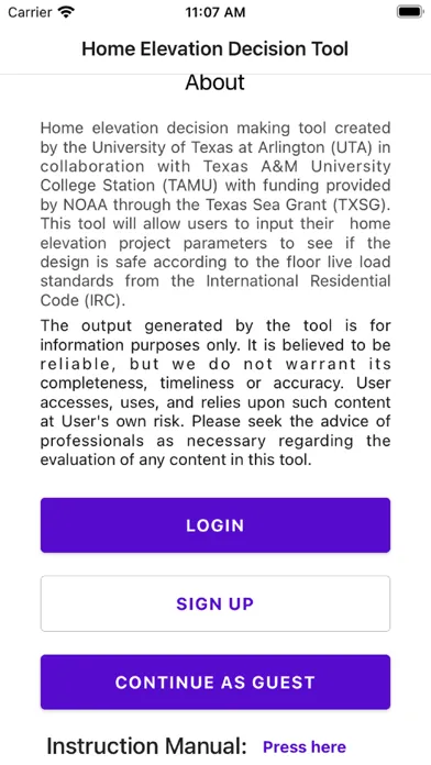 Home Elevation Decision Tool Screenshots