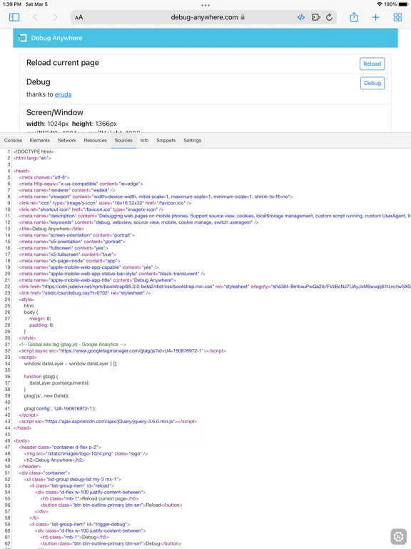 DevTools Extension iPad  Screenshots