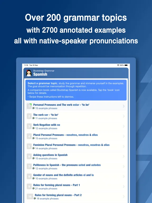 Bootstrap Spanish Grammar iPad  스크린샷