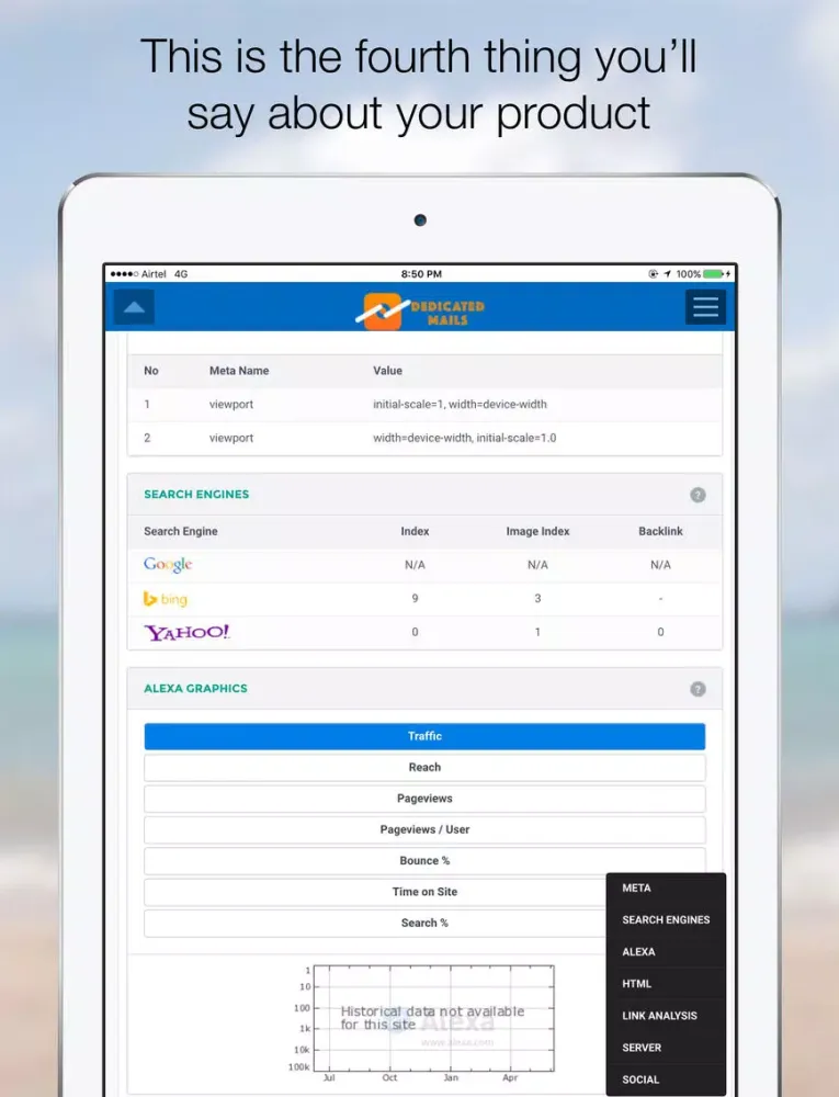 Zrzuty ekranu SEO Force iPad 