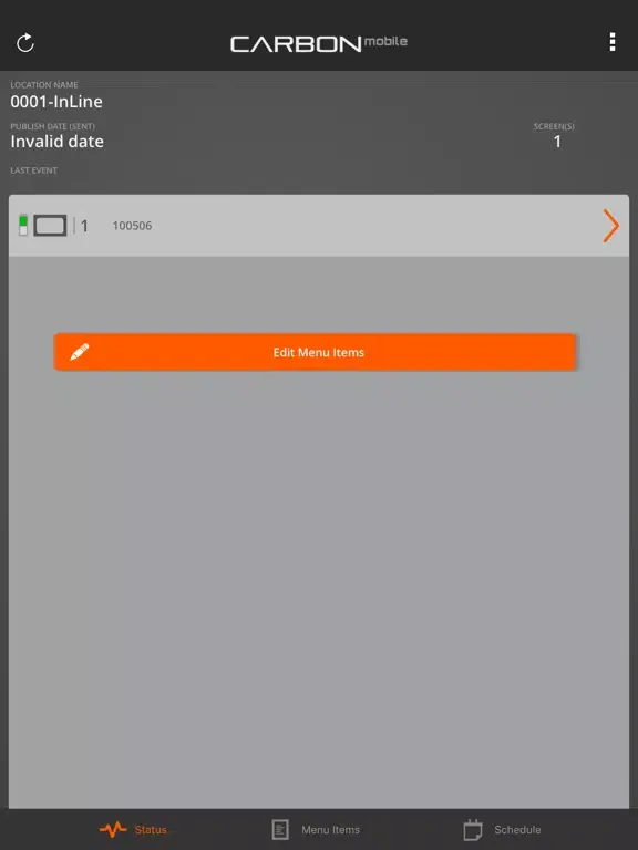 Ảnh chụp màn hình của Carbon Mobile Admin iPad 