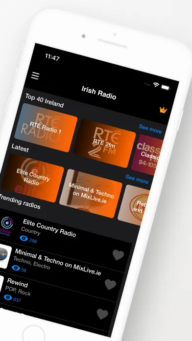 Capturas de tela do Irish Radio Stations