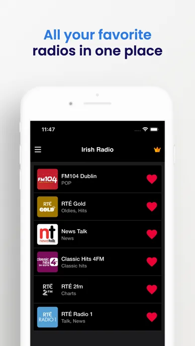 Capturas de tela do Irish Radio Stations