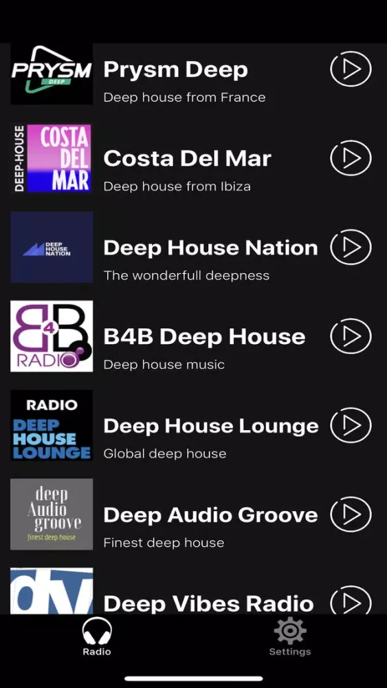 Ảnh chụp màn hình của Deeper Radio