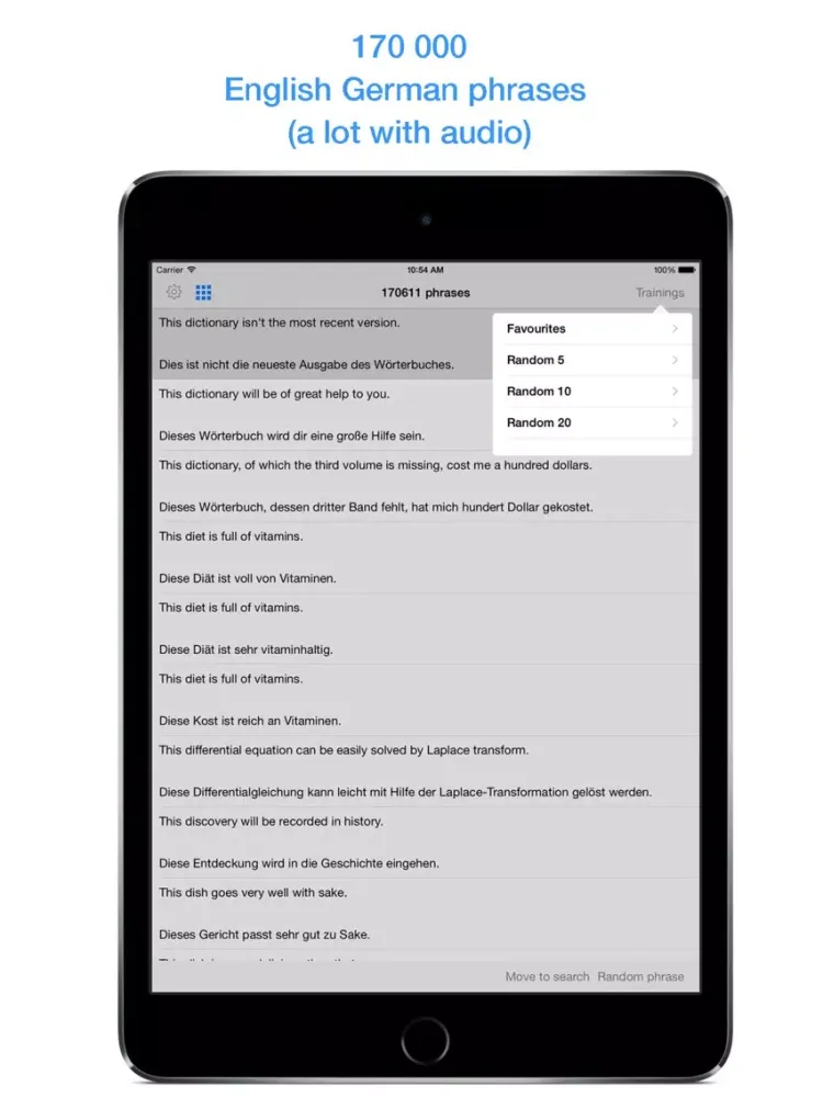 Capturas de tela do Phrases ENGLISH-GERMAN iPad 
