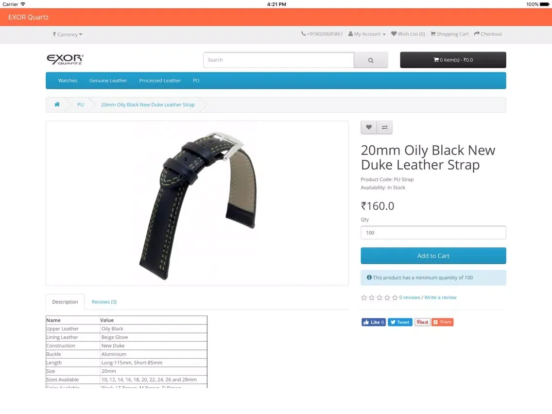 Tangkapan skrin Exor Watches and Accessories iPad 