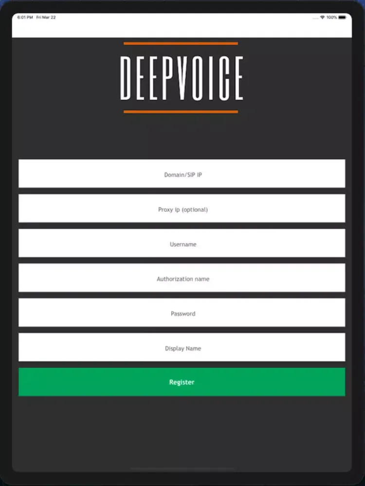deepVoiceSIP iPad  سکرین شاٹس