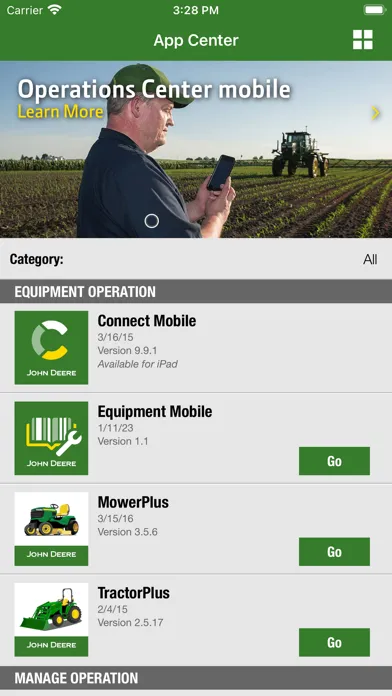 Capturas de pantalla de John Deere App Center