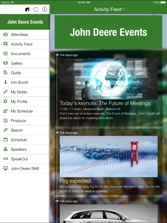 Screenshot di John Deere Events iPad 