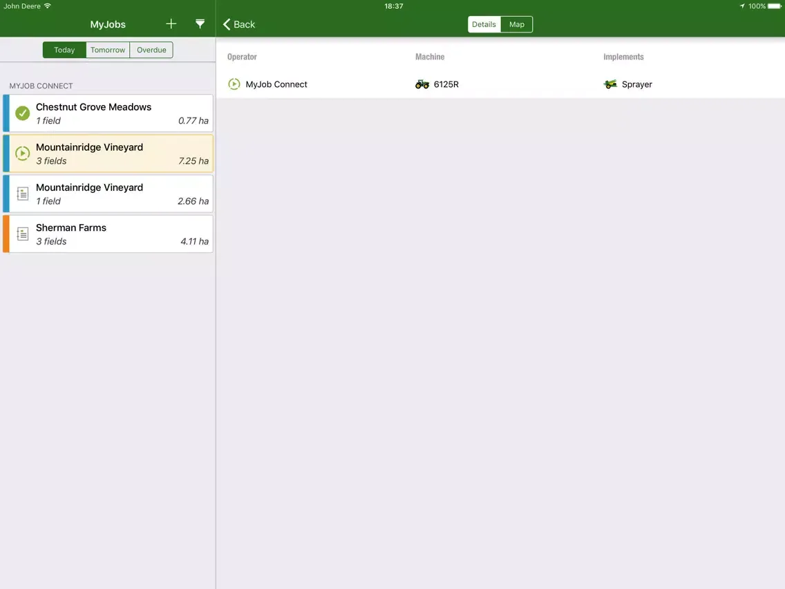 John Deere MyJobs iPad  Screenshots