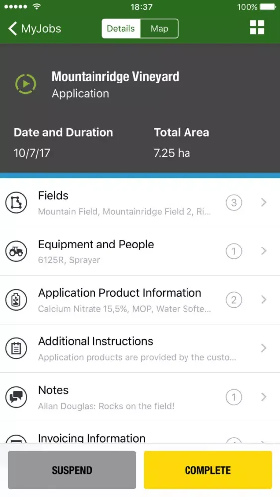 John Deere MyJobs Screenshots