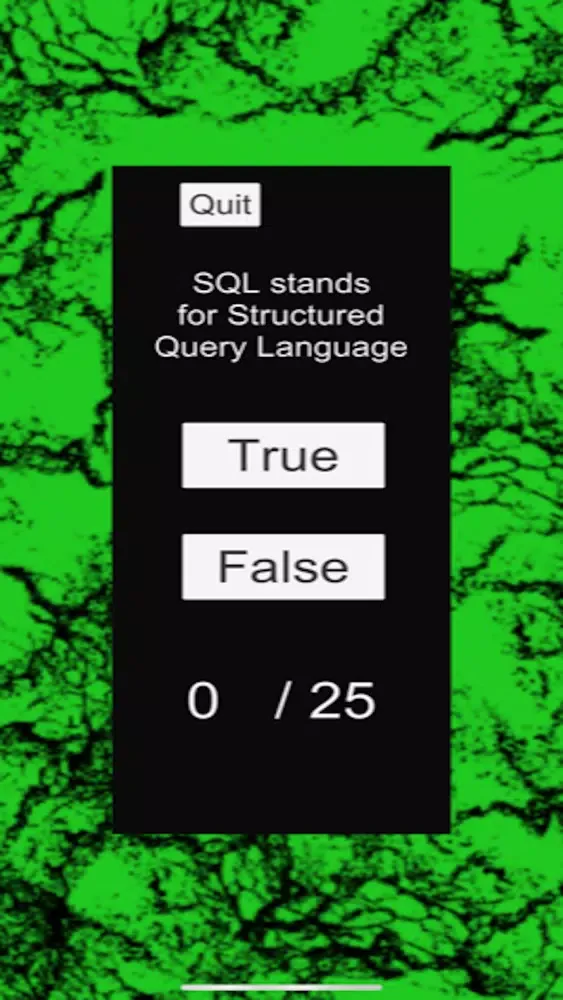 Zrzuty ekranu SQL Quiz - 25 Questions