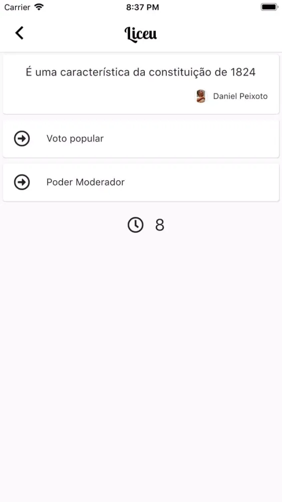 Capturas de tela do Liceu - Jogo de Perguntas