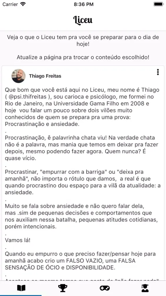 Capturas de tela do Liceu - Jogo de Perguntas