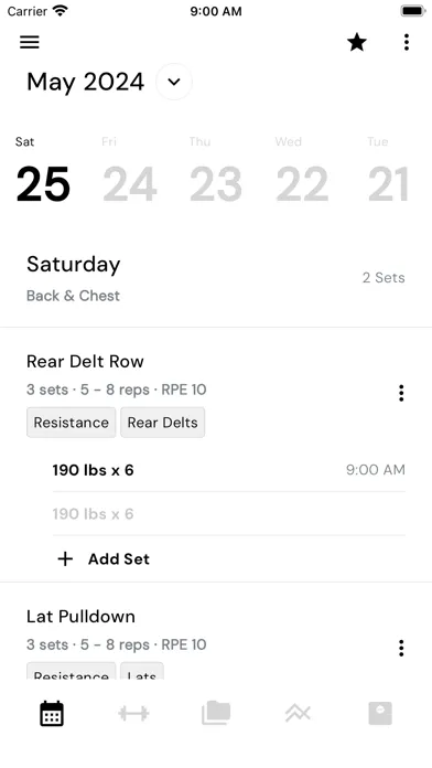 Tangkapan skrin deficit: workout tracking