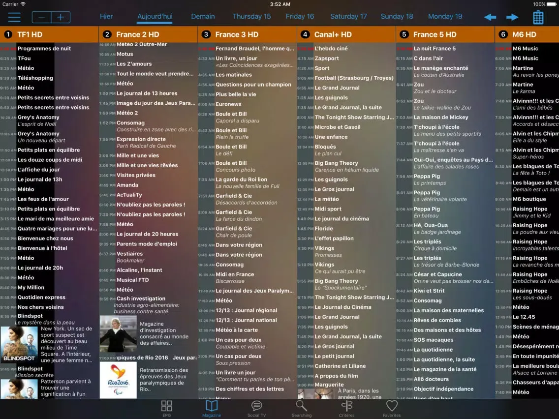soTV HD, programme TV iPad  Screenshots