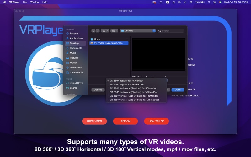 Captures d'écran de VRPlayer