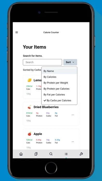 Capturas de pantalla de Calorie Counter.