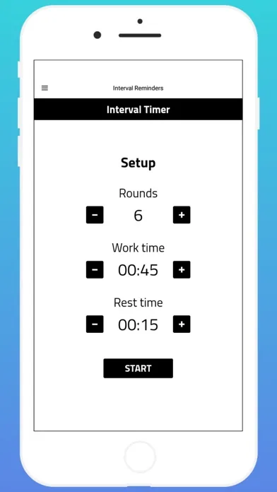 Interval Timer App. Screenshots