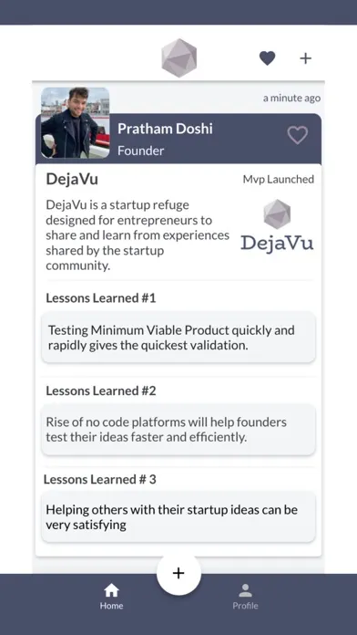DejaVu: A Startup Refuge Screenshots