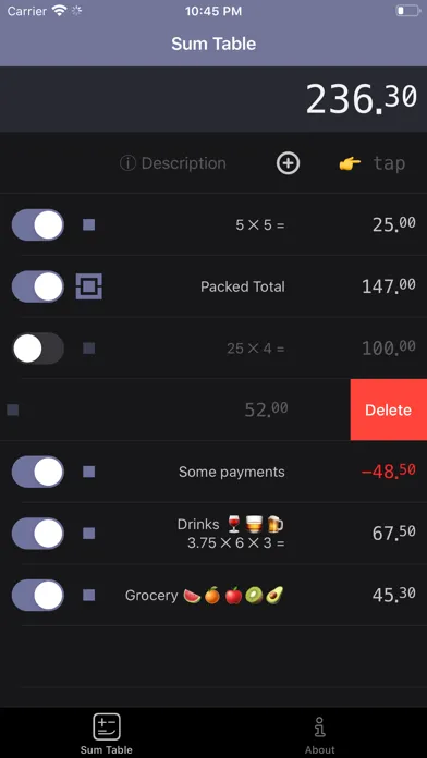 Zrzuty ekranu Easy Sum | Shopping List