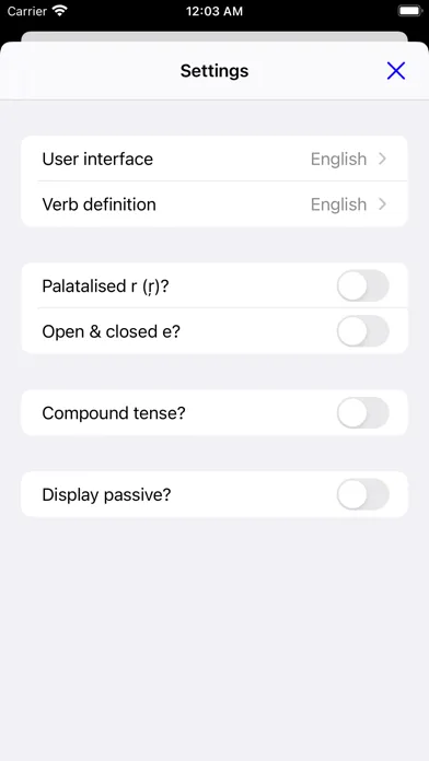 Tangkapan layar Latvian Verbs