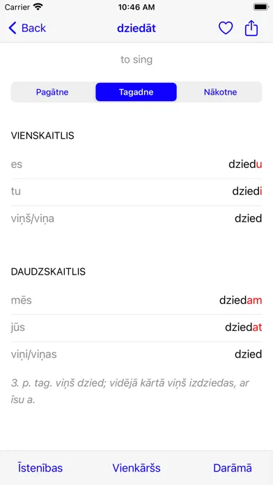 Tangkapan layar Latvian Verbs