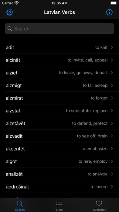 Tangkapan layar Latvian Verbs