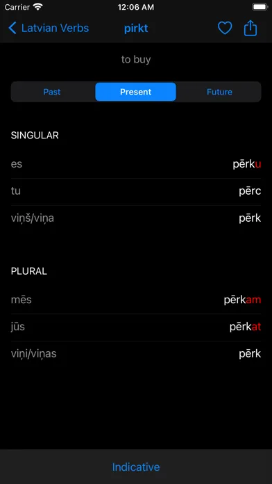 Tangkapan layar Latvian Verbs