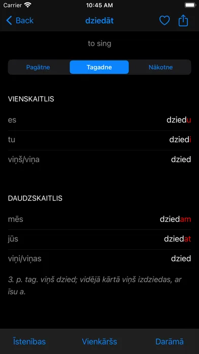 Tangkapan layar Latvian Verbs