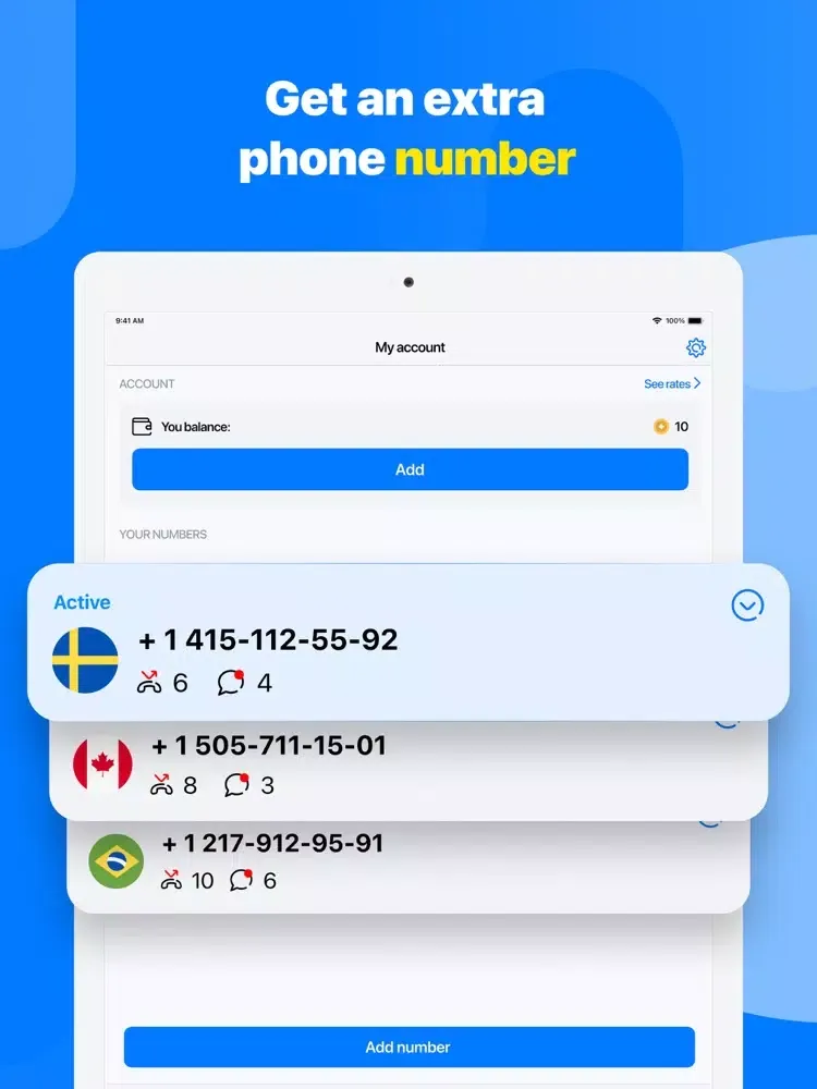 Capturas de tela do Ringily: Second Phone Number iPad 