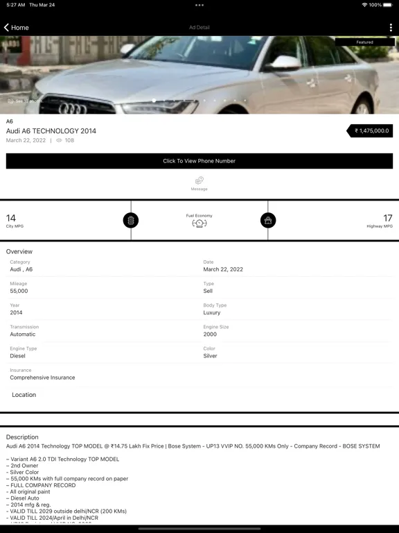Screenshot di DelhiCarz - Buy Sell Used Cars iPad 