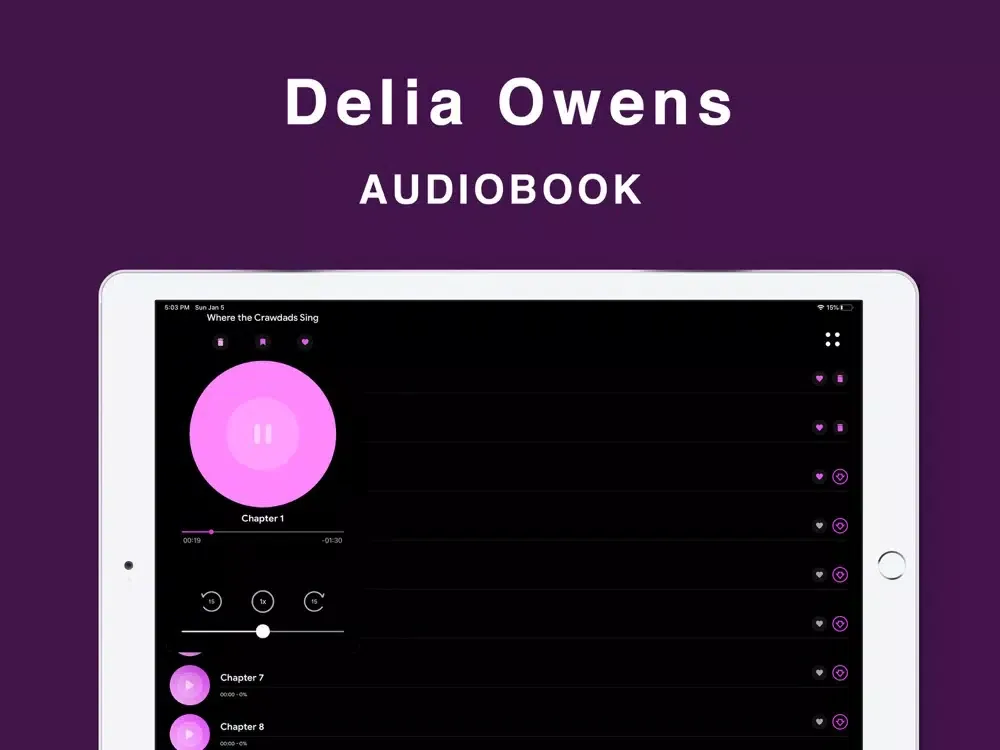 Ảnh chụp màn hình của Delia Owens - audiobook iPad 