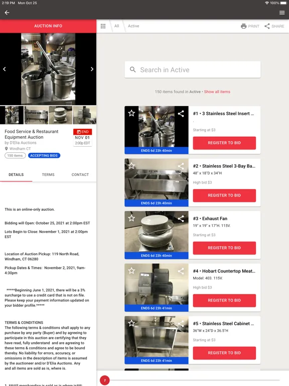 D'Elia Auctions iPad  Screenshots