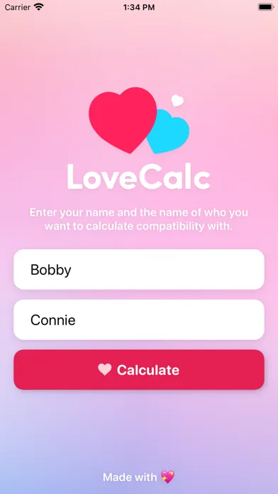 Tangkapan skrin LoveCalc - The Love Calculator