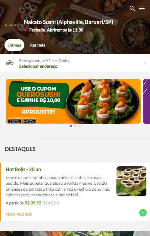 Tangkapan skrin Nakato Sushi Delivery