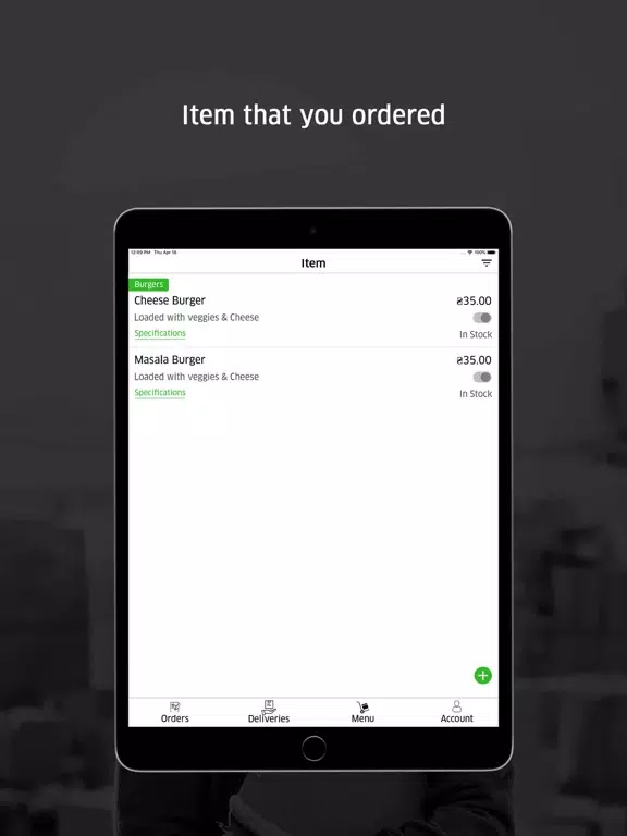 Tastee Business iPad  Screenshots