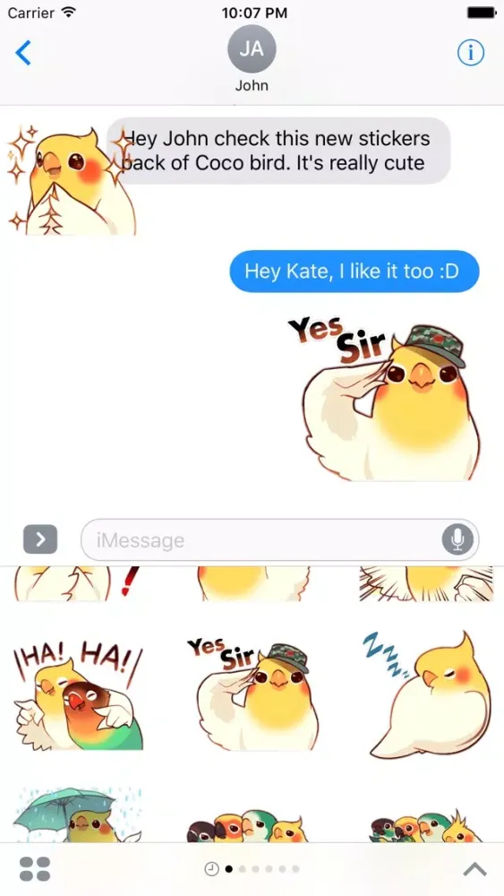 Tangkapan layar Coco Bird Emoji Stickers - for iMessage