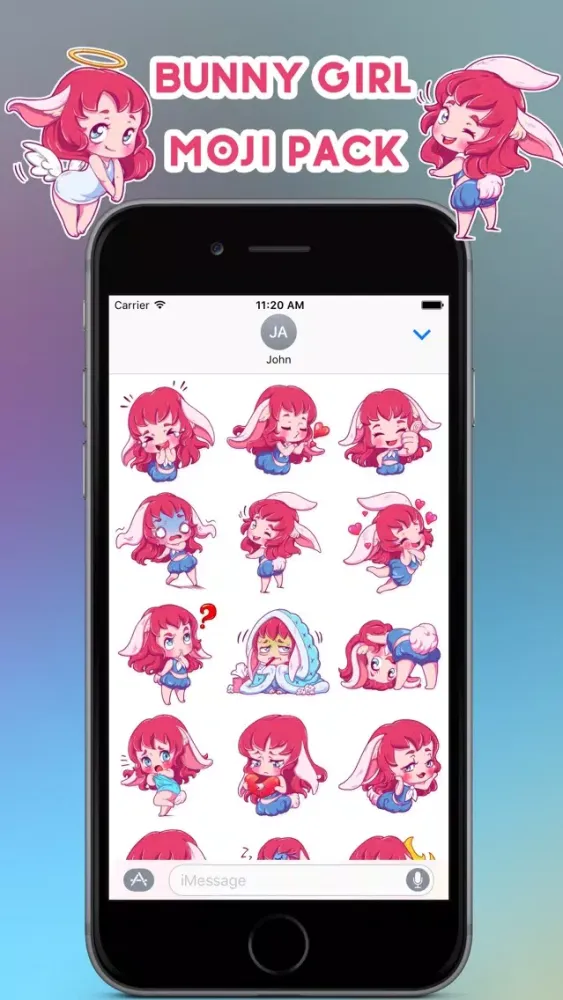 Tangkapan layar Cute Bunny Girl Emoji Stickers - for iMessage