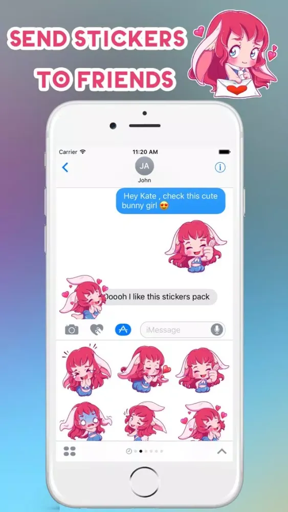 Tangkapan layar Cute Bunny Girl Emoji Stickers - for iMessage
