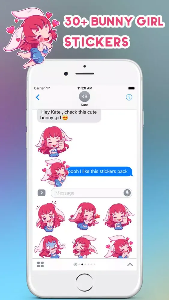 Tangkapan layar Cute Bunny Girl Emoji Stickers - for iMessage