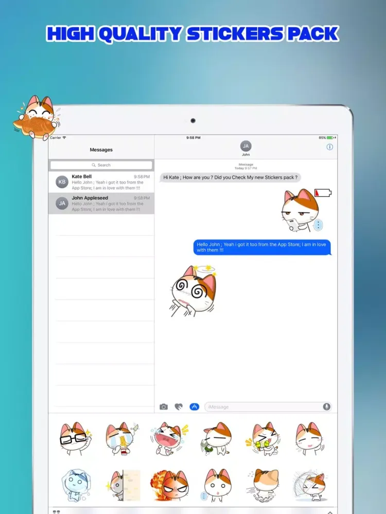 Cute Japanese Cat Stickers iPad 应用截图