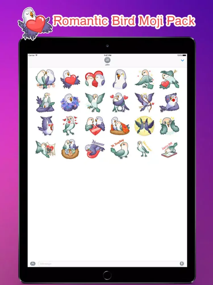 Zrzuty ekranu Love Birds Emoji Stickers - for iMessage iPad 