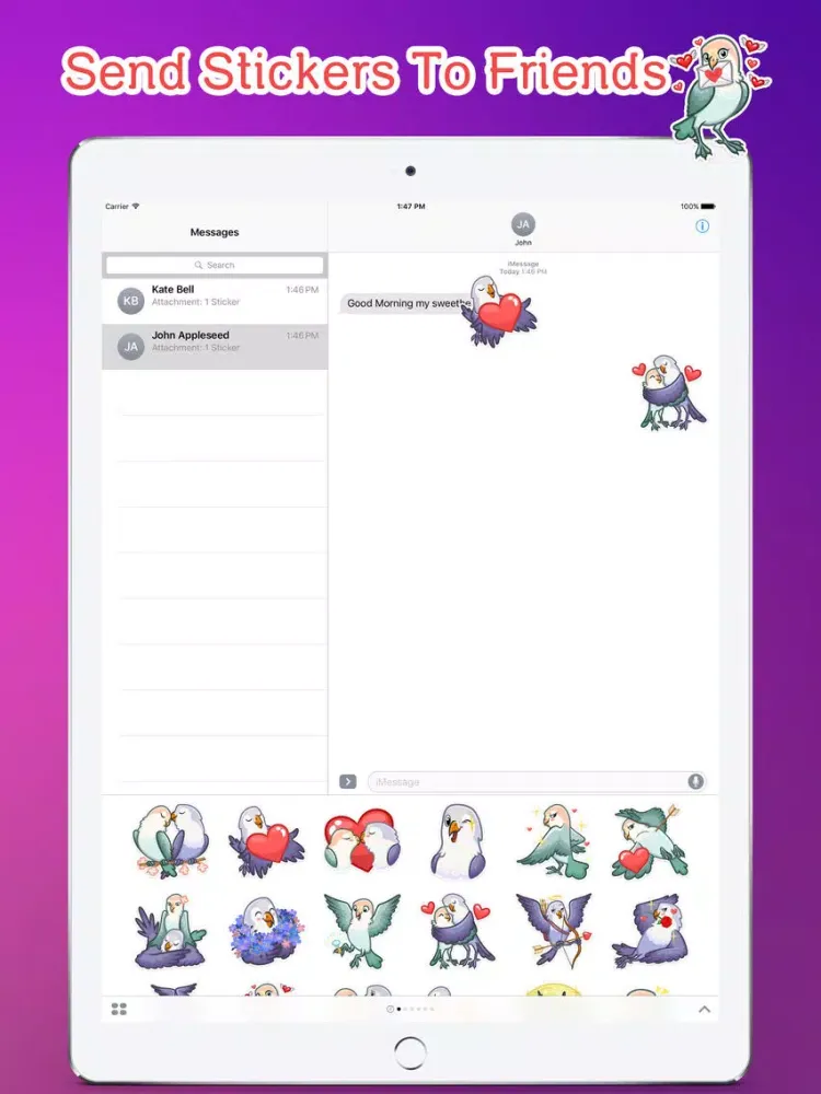 Zrzuty ekranu Love Birds Emoji Stickers - for iMessage iPad 