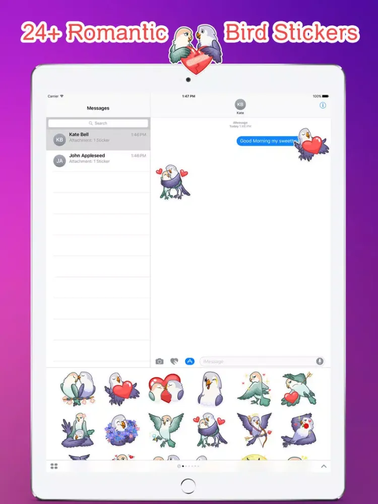 Zrzuty ekranu Love Birds Emoji Stickers - for iMessage iPad 