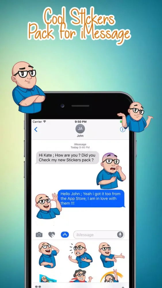 Man With Glasses Stickers スクリーンショット