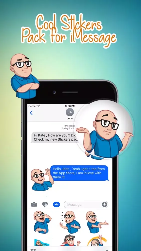 Man With Glasses Stickers スクリーンショット